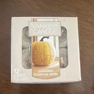 Yankee Candle Sugared Pumpkin Swirl 12 scented tea lights NIB